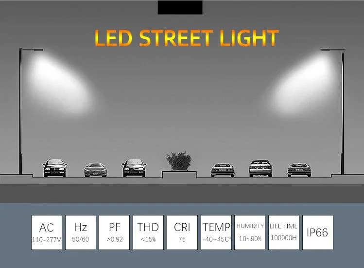 100W 150W 200W Energy-Saving LED Light IP66 Ik10 Rated Solar Street & Roadway Luminaire