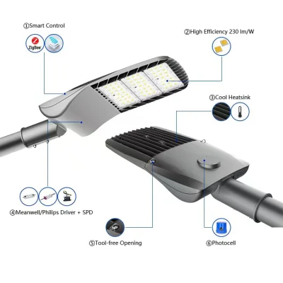 Lampione stradale a LED a induzione ecologica IP66 da 150 Watt con telecamera CCTV